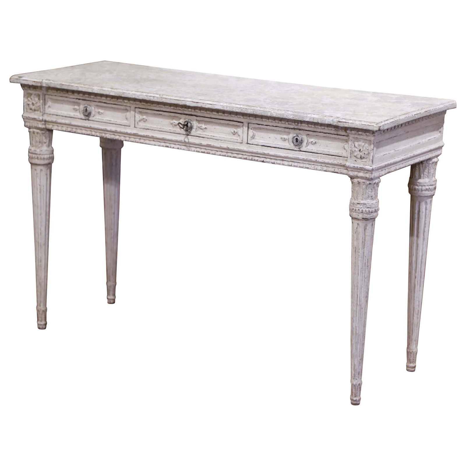 19th Century French Louis XVI Console Table with Faux Marble Top (1 of 12)