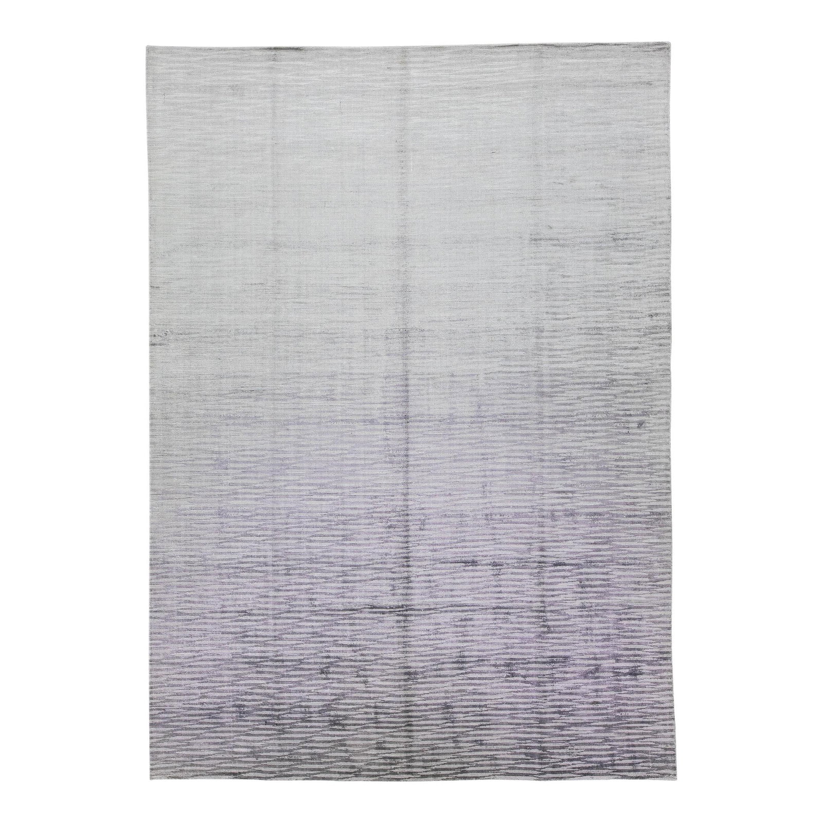 Handmade Modern Wool Silk Rug Gray Silver Geometric 9'11 x 13'9: Handmade Modern Wool Silk Rug Gray Silver Geometric 9'11 x 13'9 Enhance your living space with this exquisite handmade modern rug, featuring a luxurious blend of wool and silk. The striking gray-silve