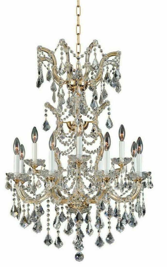 Alexandria 12-Light Gold Crystal Chandelier by Artistry 38in x 26in Modern Ceiling Fixture (1 of 2)