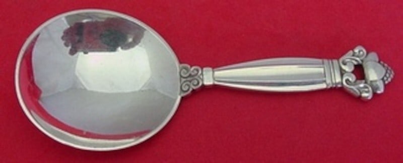 Georg Jensen Acorn Sterling Silver Tea Caddy Spoon GI/GJ Mark 4 1/8" (1 of 2)