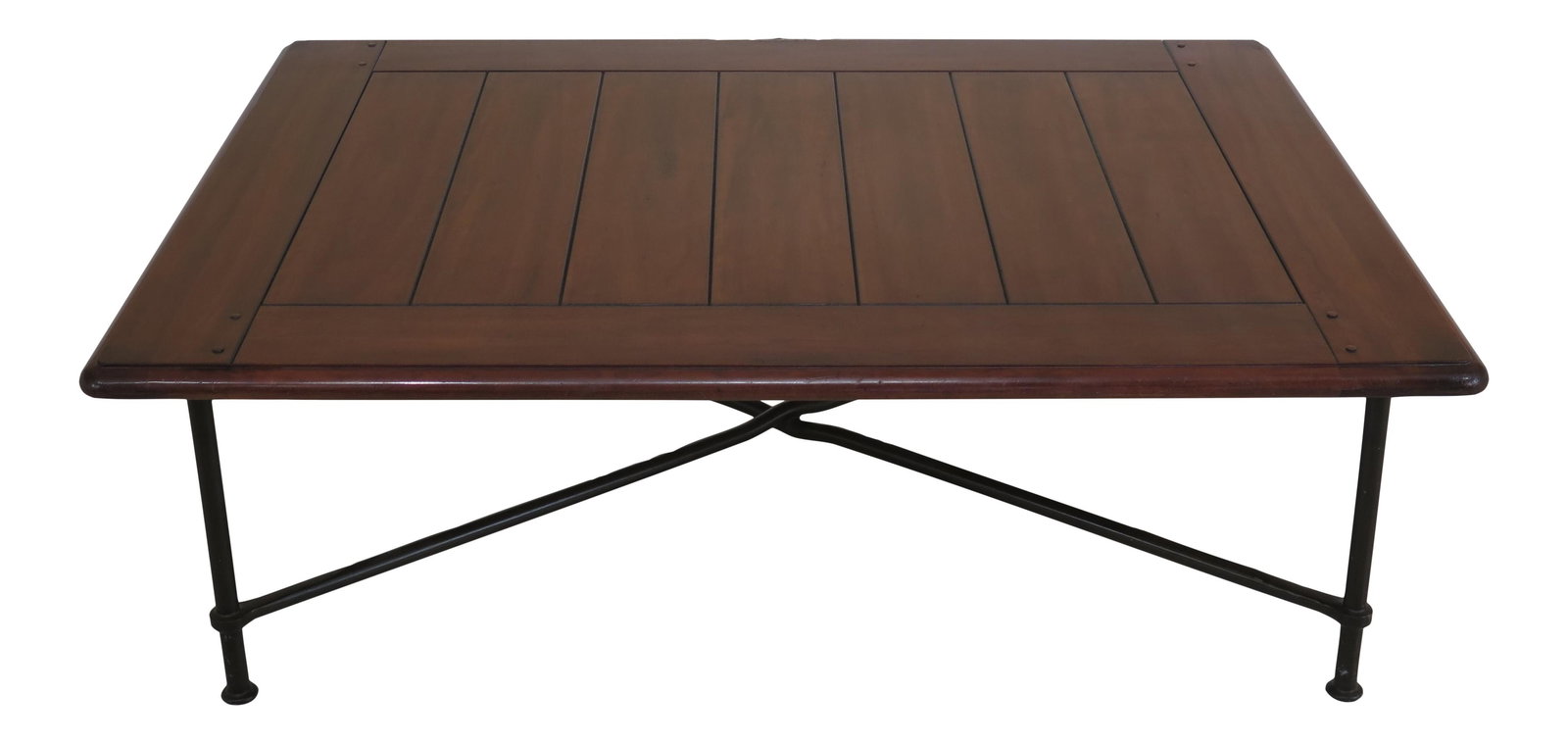 Elegant Cherry Wood Iron Base Coffee Table 54 x 40 (1 of 10)