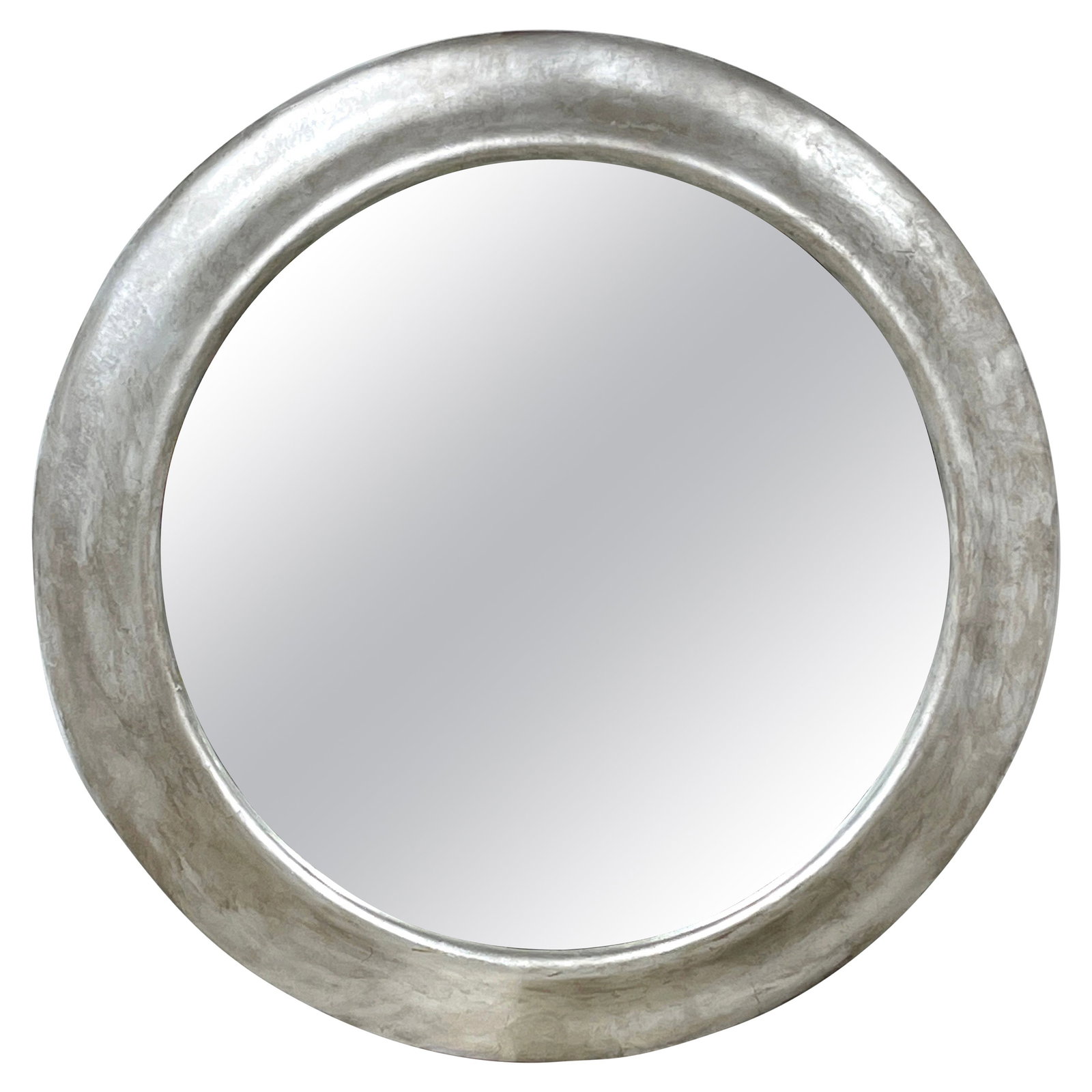 Monumental French Modern Silver-Leaf Round Mirror 58 Inch (1 of 8)