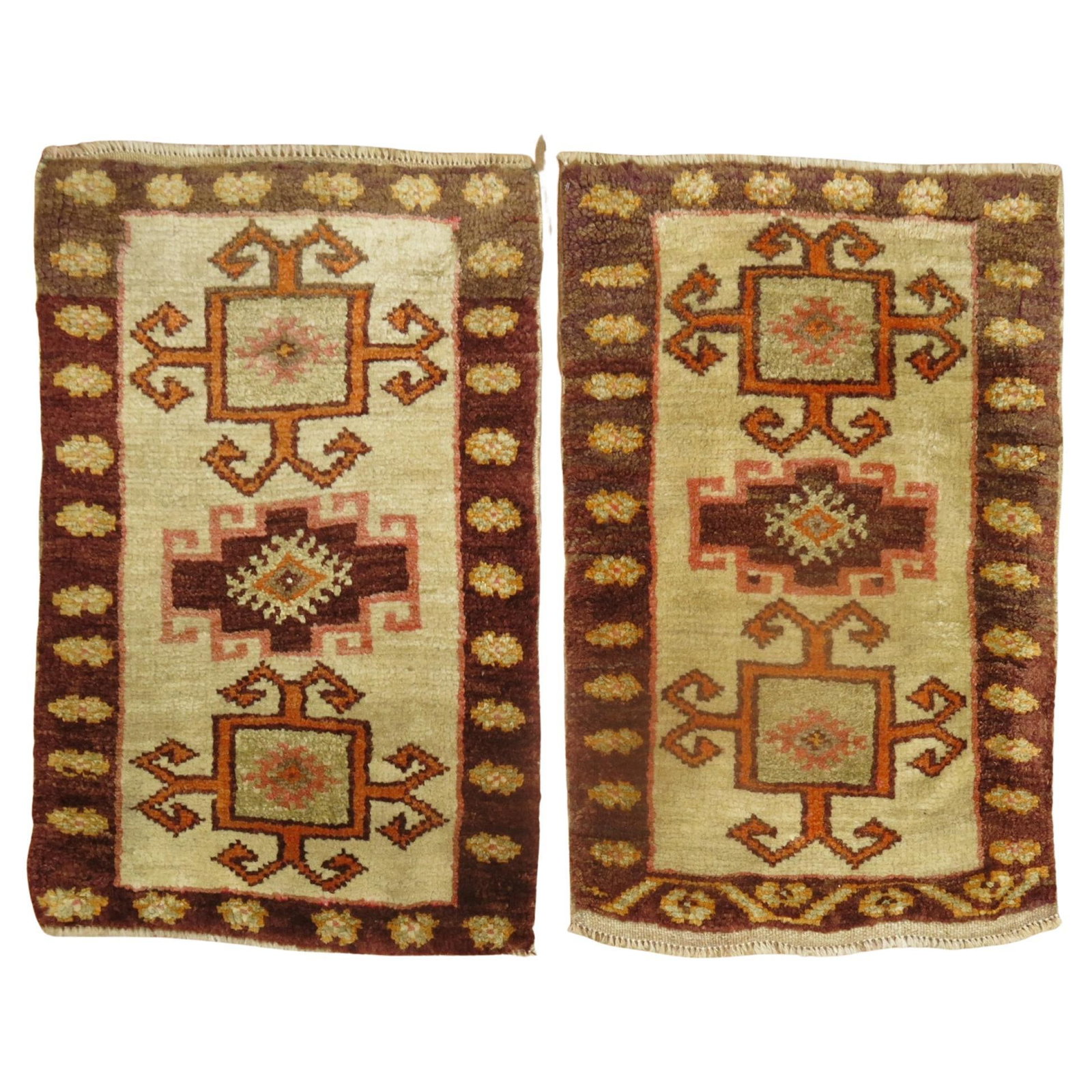 Set of 2 Mid-20th Century Turkish Kars Hand-Knotted Wool Rugs (1 of 7)
