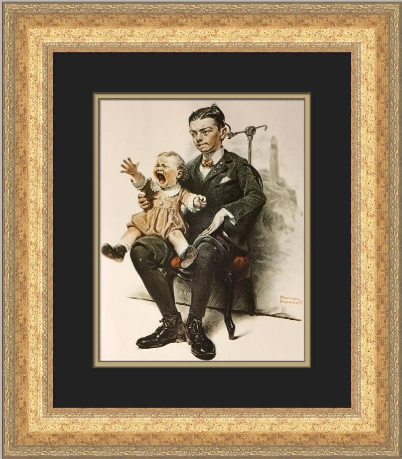 Norman Rockwell Watch the Birdie Custom Framed Art Print 1979: Norman Rockwell Watch the Birdie Custom Framed Art Print 1979 This stunning custom framed print titled 'Watch the Birdie' by renowned artist Norman Rockwell brings a touch of classic American art into