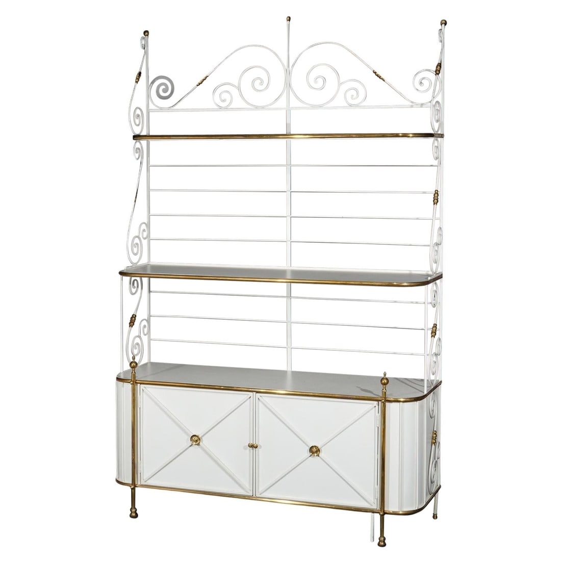 20th Century Baker's Rack in Brass and Wood Hollywood Regency Style (1 of 11)