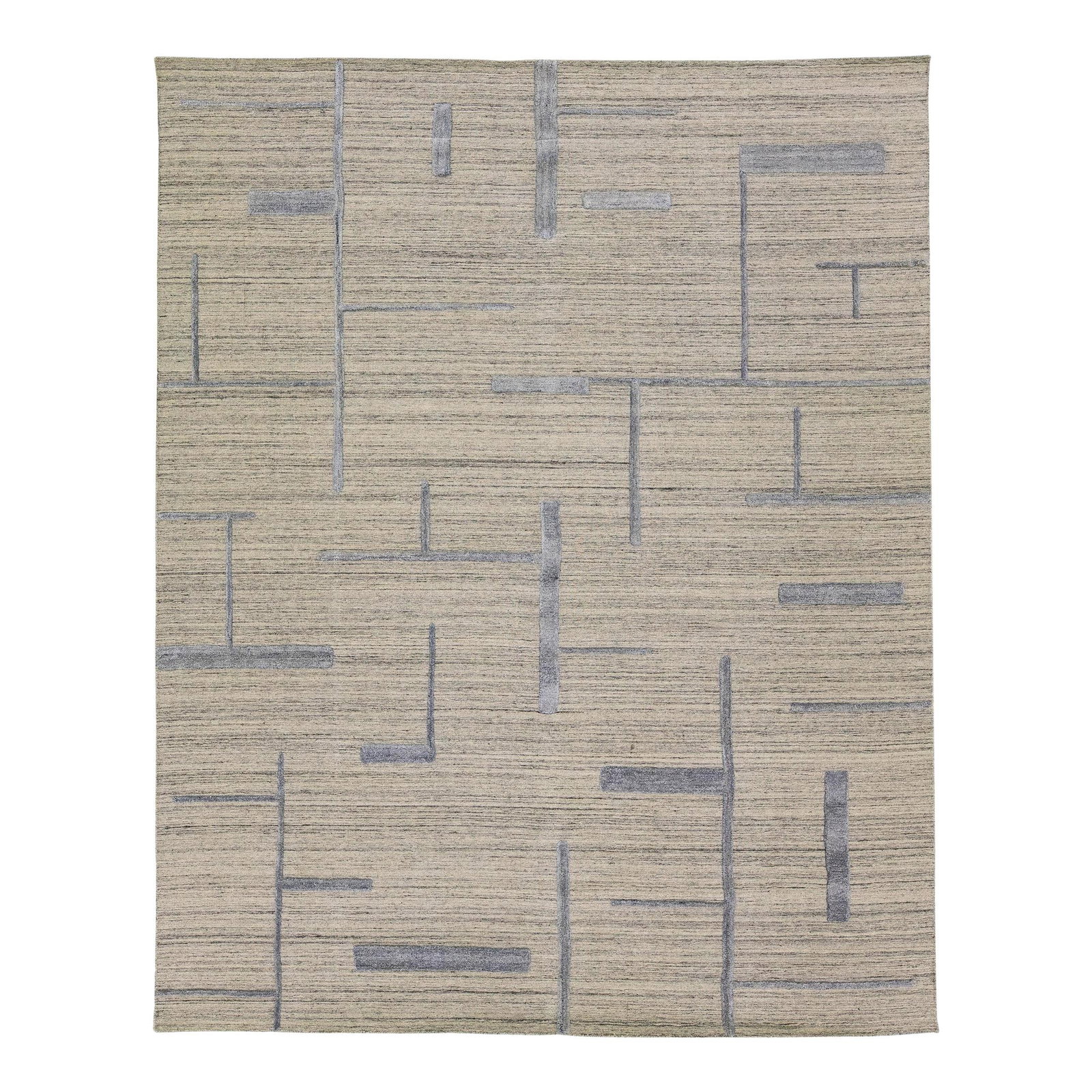 1960s Beige Handmade Wool Viscose Rug Thom Filicia Collection 8' x 10' (1 of 6)