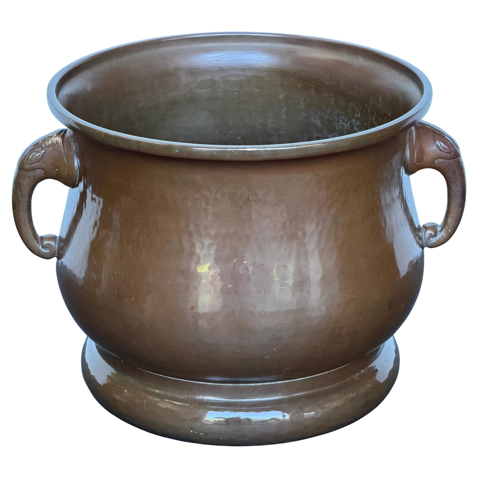 Hand-Hammered Russian Copper Planter with Elephant Handles Moscow Circa 1900 (1 of 14)