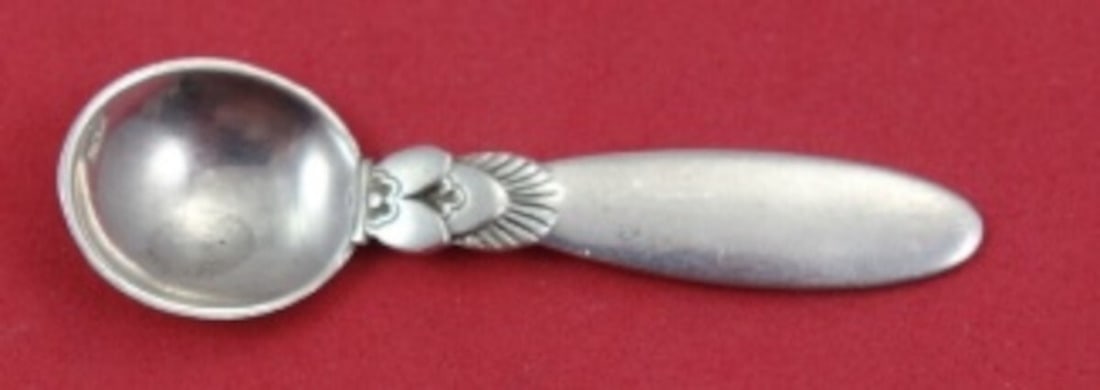 Georg Jensen Cactus Sterling Silver Salt Spoon 2 1/8 Inch (1 of 2)