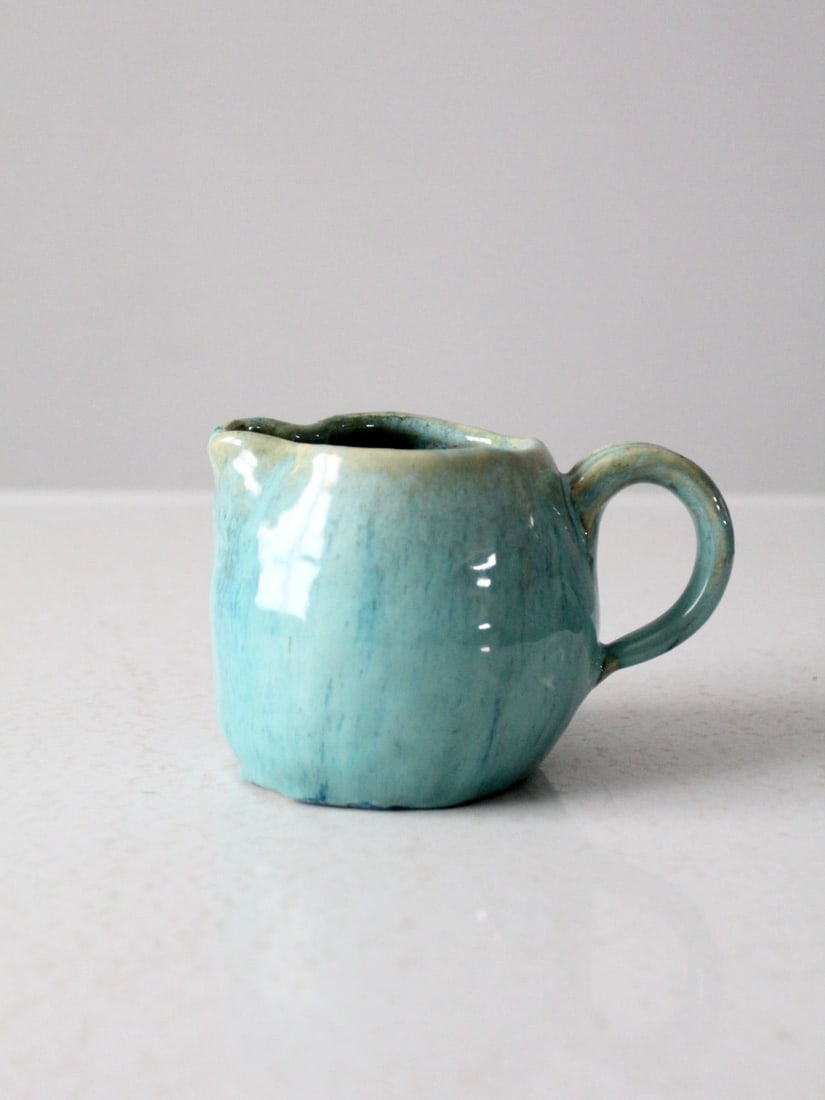 Charming Vintage Studio Pottery Pitcher Vase with Turquoise Glaze (1 of 10)