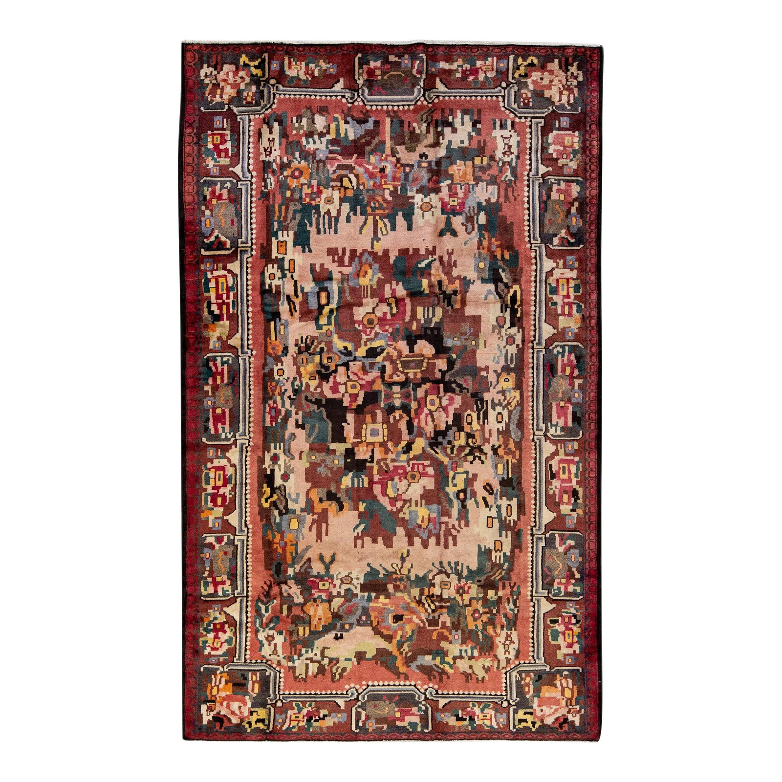 Vintage Handmade Lilihan Rose Floral Wool Rug 4'6 X 7'5 (1 of 10)