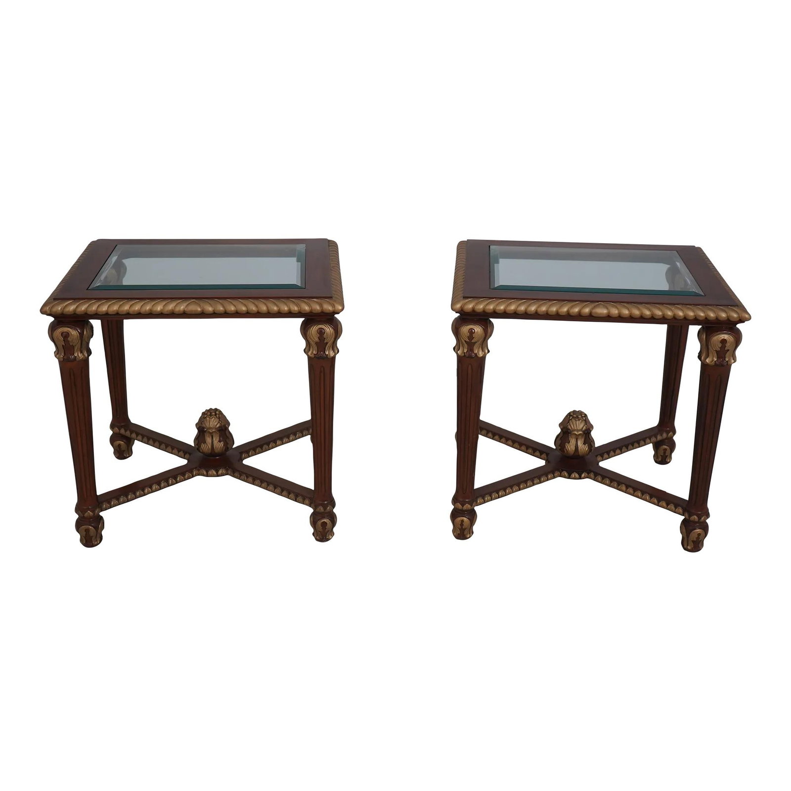 Elegant Pair of Regency Glass Top Lamp End Tables (1 of 10)