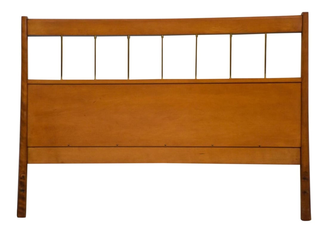 Paul McCobb Mid-Century Modern Maple Brass Full Headboard (1 of 5)