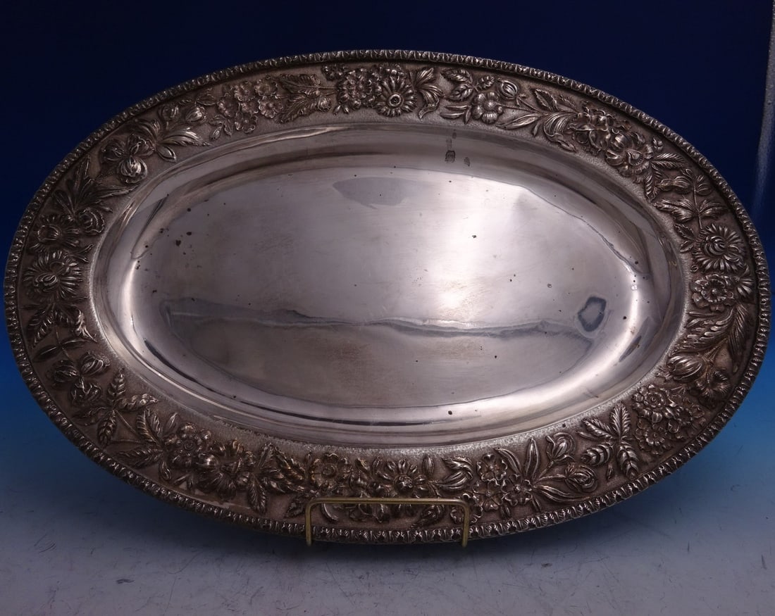 Sterling Silver Repousse Platter with Ornate Wide Border by S. Kirk & Son Co. (1 of 4)