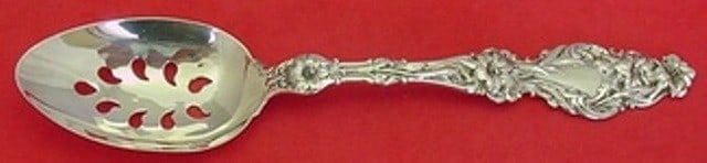 Whiting Lily Sterling Silver 9-Hole Slotted Serving Spoon 8.25" (1 of 2)