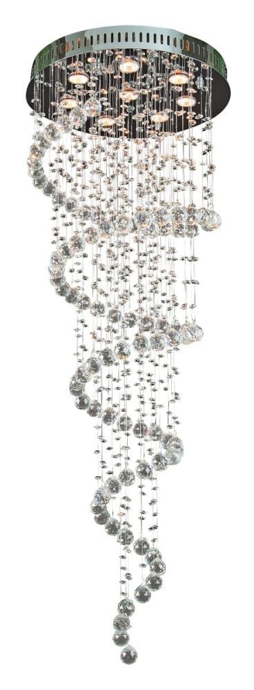 Galaxy Spiral K9 Crystal Chrome Chandelier 8 Light 56 Inch Dining Foyer Fixture (1 of 2)