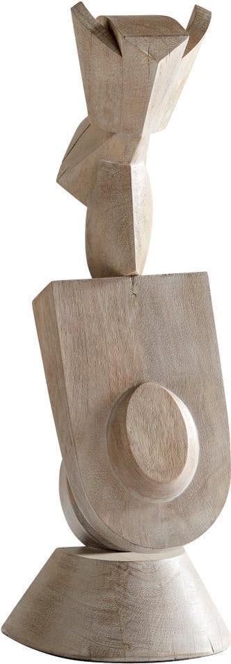 Cyan Modern Abstract Wood Sculpture Weathered Gray 40" (1 of 3)