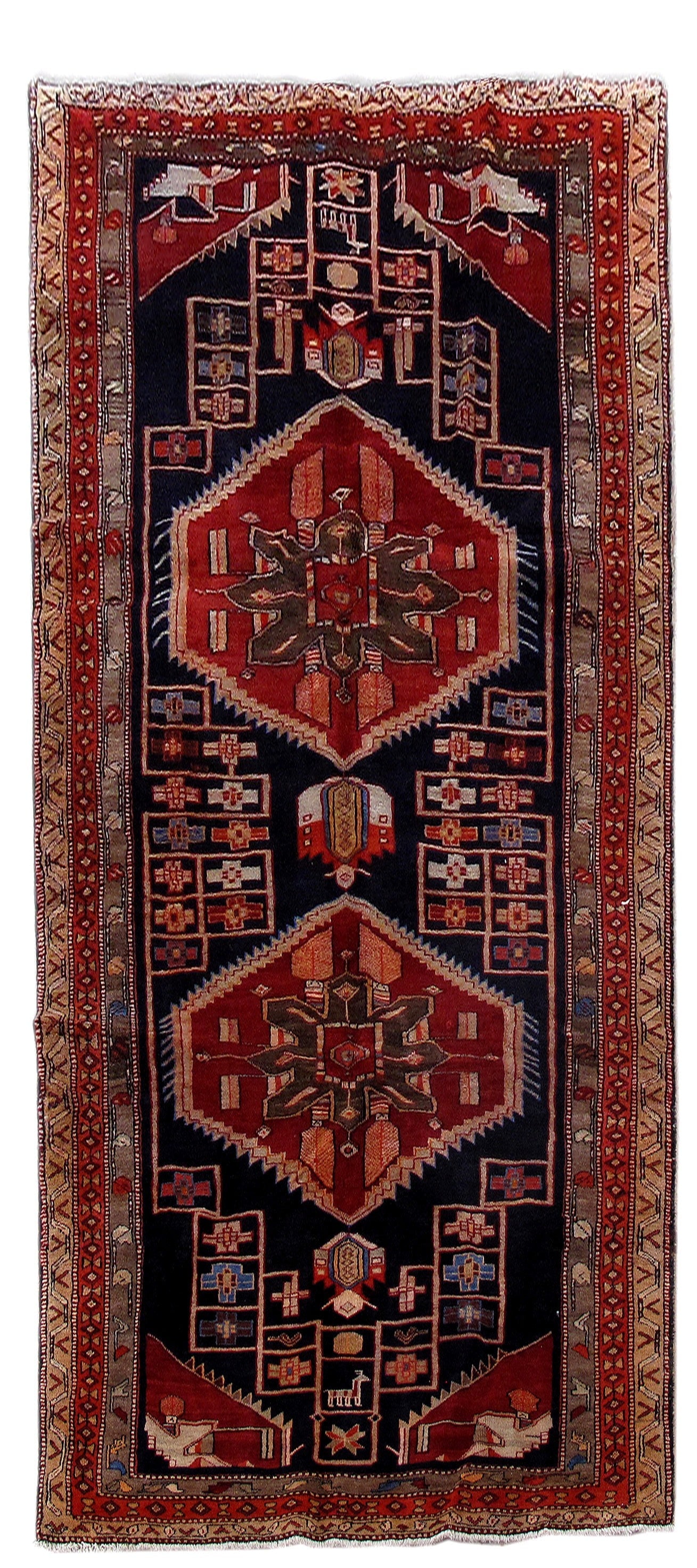 Handcrafted 4'7 x 10'4 Black Persian Tabriz Rug from Iran (1 of 6)