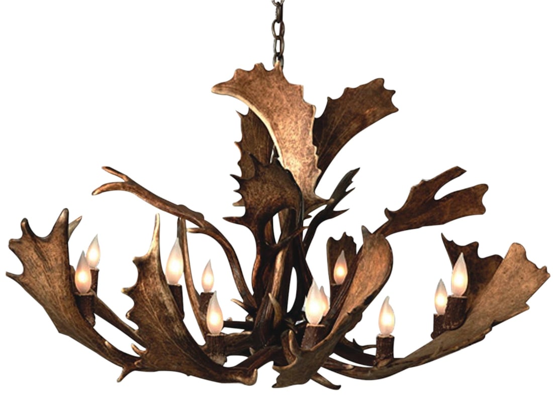 Customizable Rustic Antler Chandelier 12-Light Handmade Brass Finish (1 of 2)