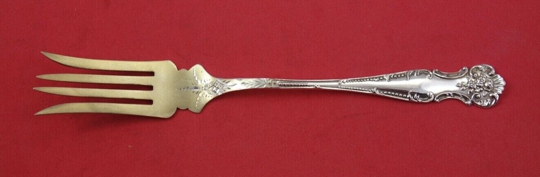 Fessenden Old Rose Sterling Silver Beef Fork Gold Washed 7.5" (1 of 2)