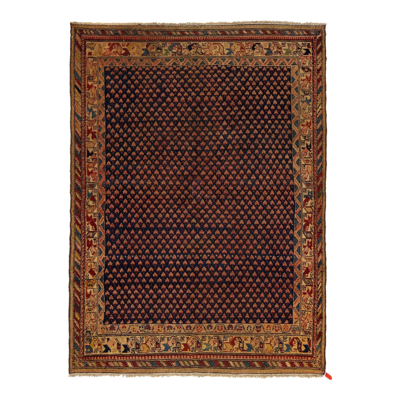 Handmade 20th Century Blue Malayer Persian Wool Rug 4'6 X 6'3: Handmade 20th Century Blue Malayer Persian Wool Rug 4'6 X 6'3 Discover the elegance of this handmade Persian Malayer rug, crafted in the 20th century. It showcases a stunning blue field adorned with t