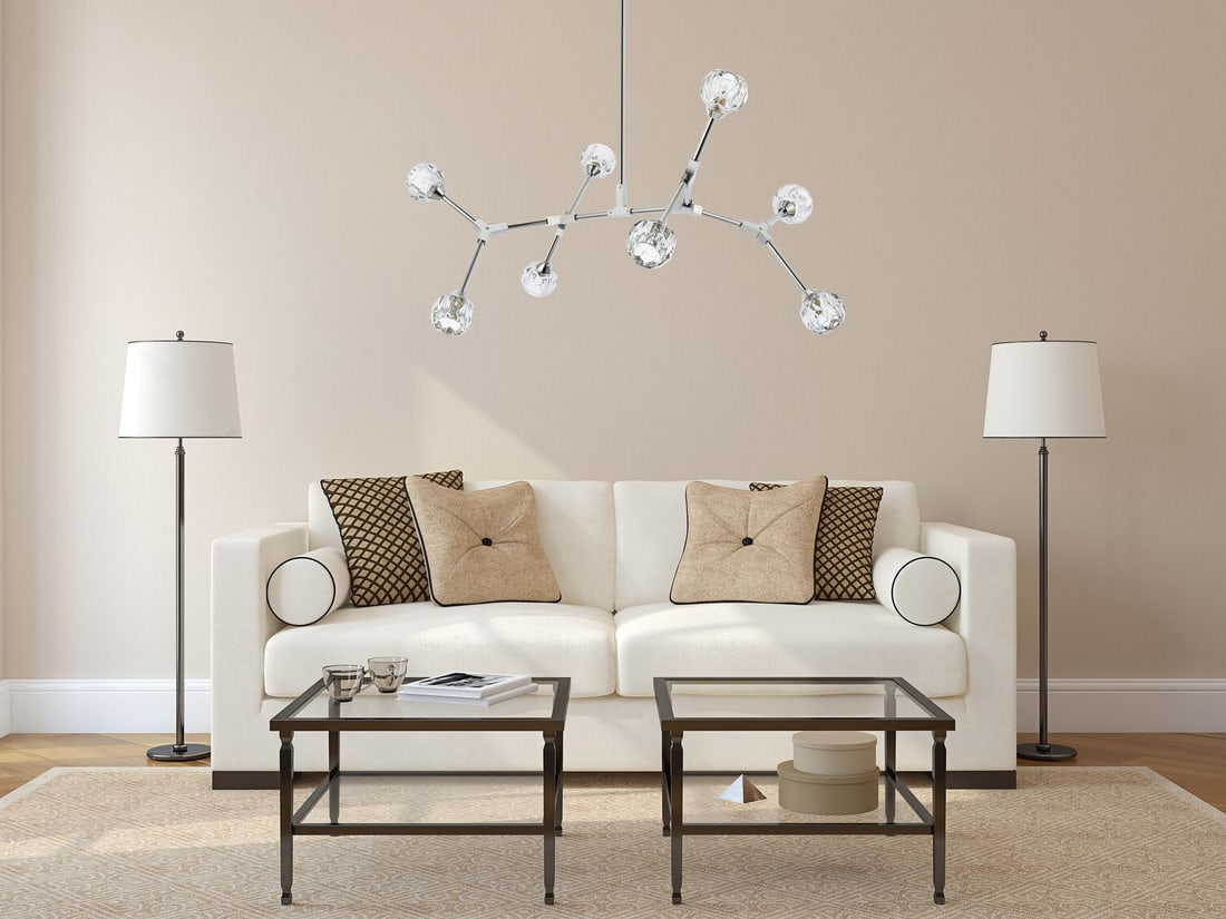 Zayne 8 Light Chrome and Crystal Modern Dining Room Pendant Chandelier (1 of 11)