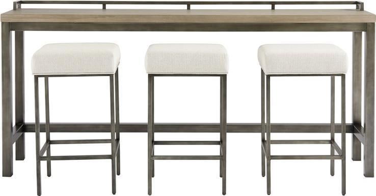 Rustic Mitchell Console Table with Graystone Finish and 3 Stools (1 of 4)