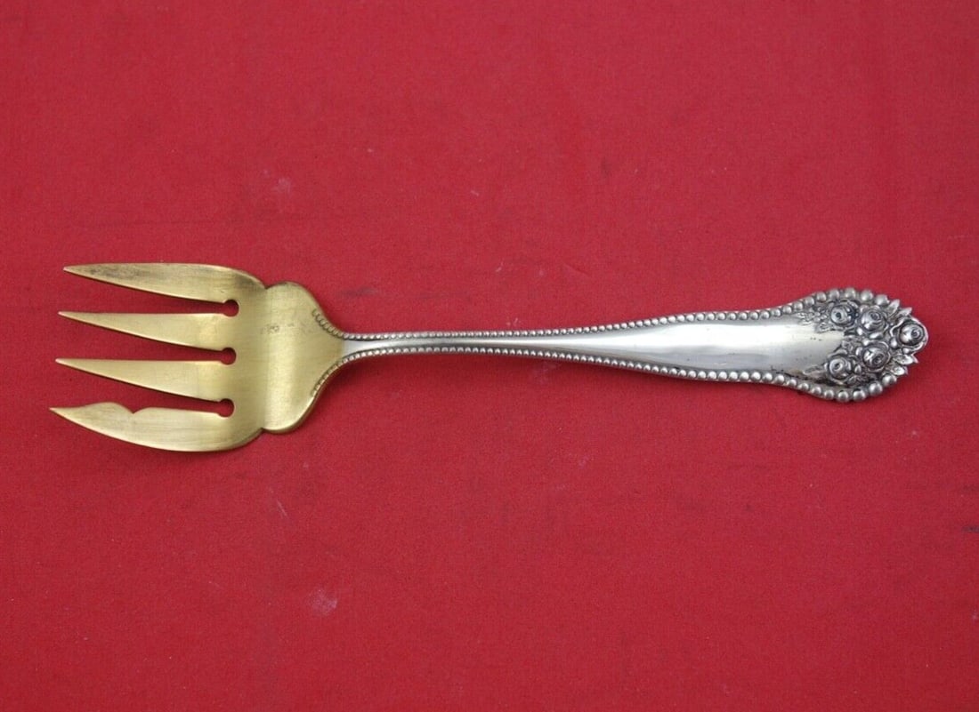 Gorham Lancaster Sterling Silver Sardine Fork Gold Washed 4-Tine 5.5" (1 of 2)