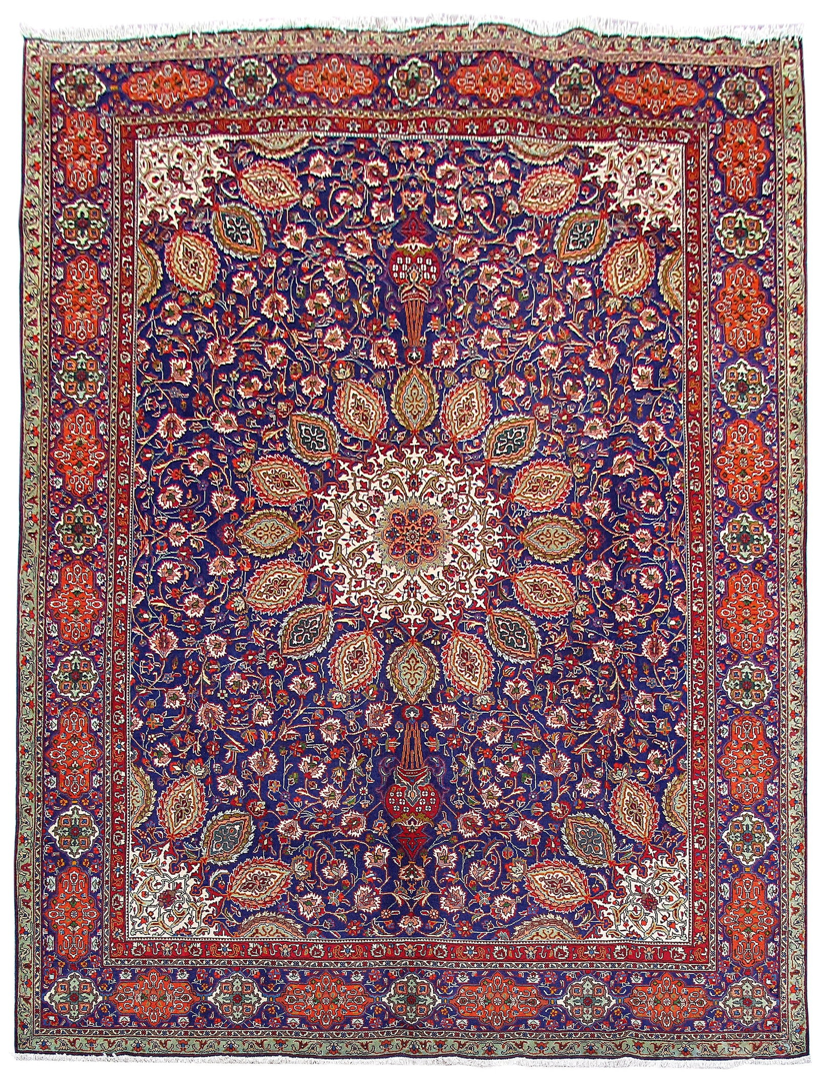 10' x 13' Blue Handcrafted Persian Tabriz Rug Premium Wool: 10' x 13' Blue Handcrafted Persian Tabriz Rug Premium Wool Free continental US Shipping Experience the luxury and craftsmanship of the 10' x 13.2' Blue Persian Tabriz Rug, meticulously handwoven by sk