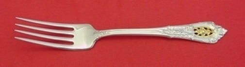 Wallace Rose Point Gold Sterling Silver Fork 7 Inch (1 of 2)