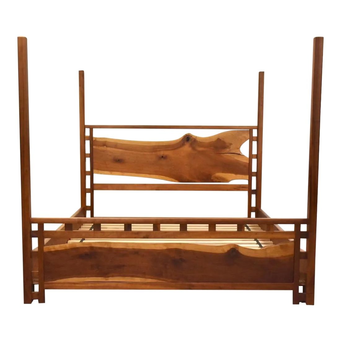 Solid Cherry Live Edge King Bed Elegant Brown Wood Design (1 of 8)
