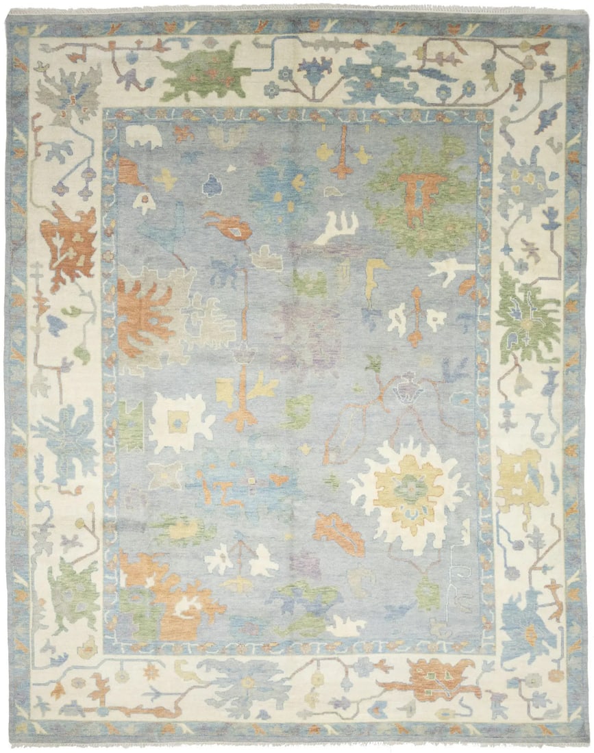 Handmade Floral Oushak Rug 12x15 ft Wool Eco Friendly: Handmade Floral Oushak Rug 12x15 ft Wool Eco Friendly Enhance your living space with this exquisite 12x15 ft Handmade Muted Floral Oushak Oriental Rug. Crafted in India, this area rug features a stunn