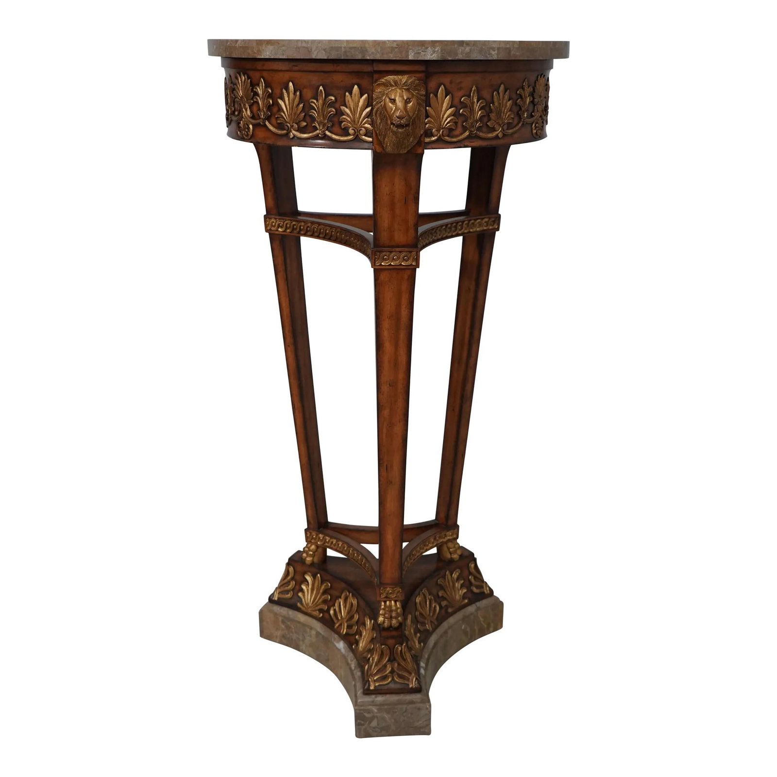 Maitland Smith Neoclassical Pedestal with Marble Top and Gold Highlights (1 of 10)