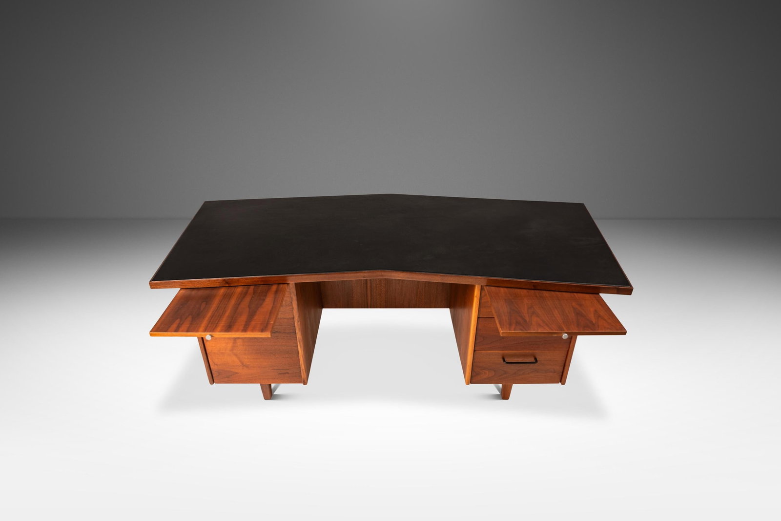1960s Mid-Century Modern V-Shaped Walnut Desk After Harvey Probber (1 of 10)