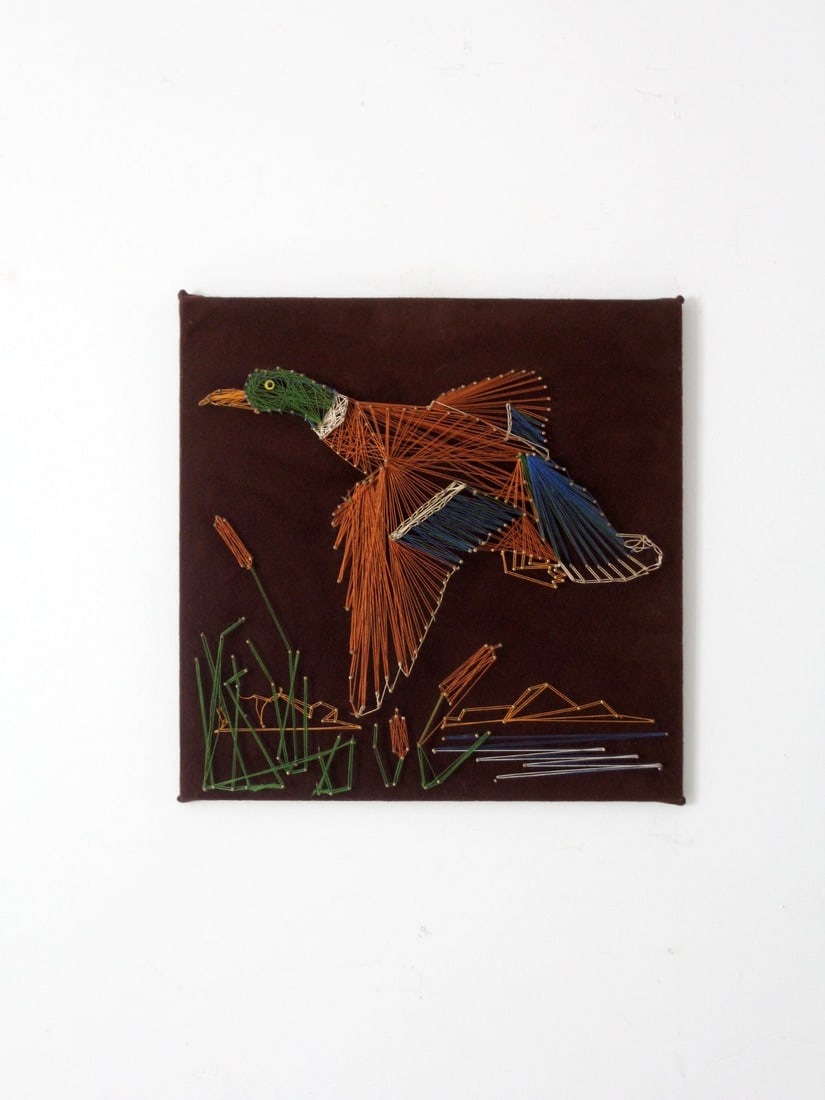 Mid Century String Art Flying Mallard Duck Wall Hanging (1 of 12)