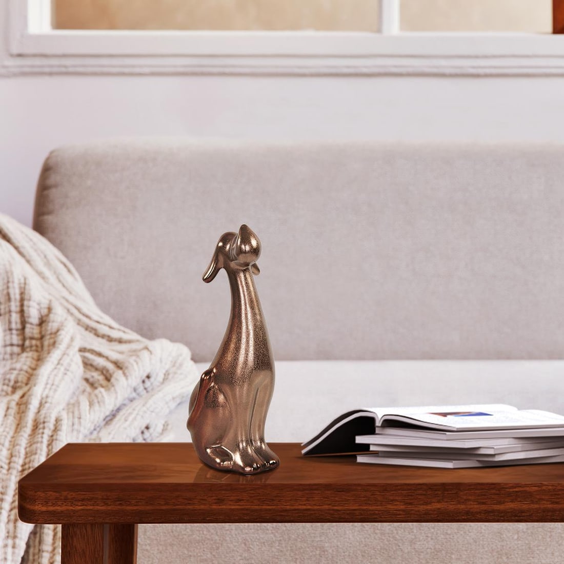 Howard Elliott Vintage Style Hound Sculpture Ceramic Brass 11H (1 of 10)