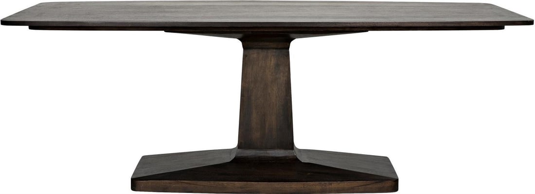 Travis Ebony Walnut Pedestal Dining Table by Noir: Travis Ebony Walnut Pedestal Dining Table by Noir Elevate your dining experience with the Luxurious Travis Pedestal Table in a rich Ebony Walnut finish. This exquisite table features a traditional Eng