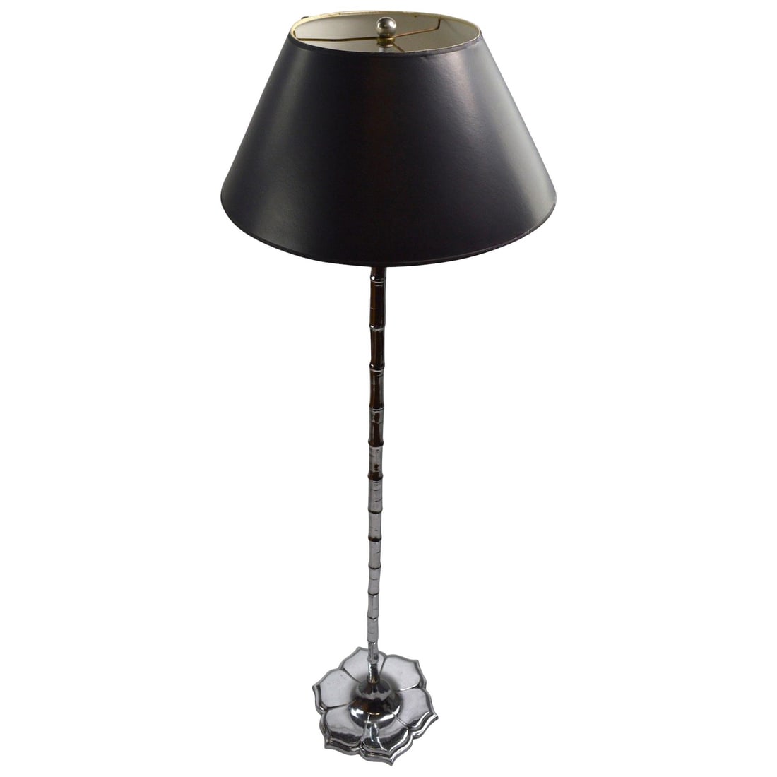 Aluminum Floor Lamp with Lotus Base and Faux Bamboo Stem (1 of 10)