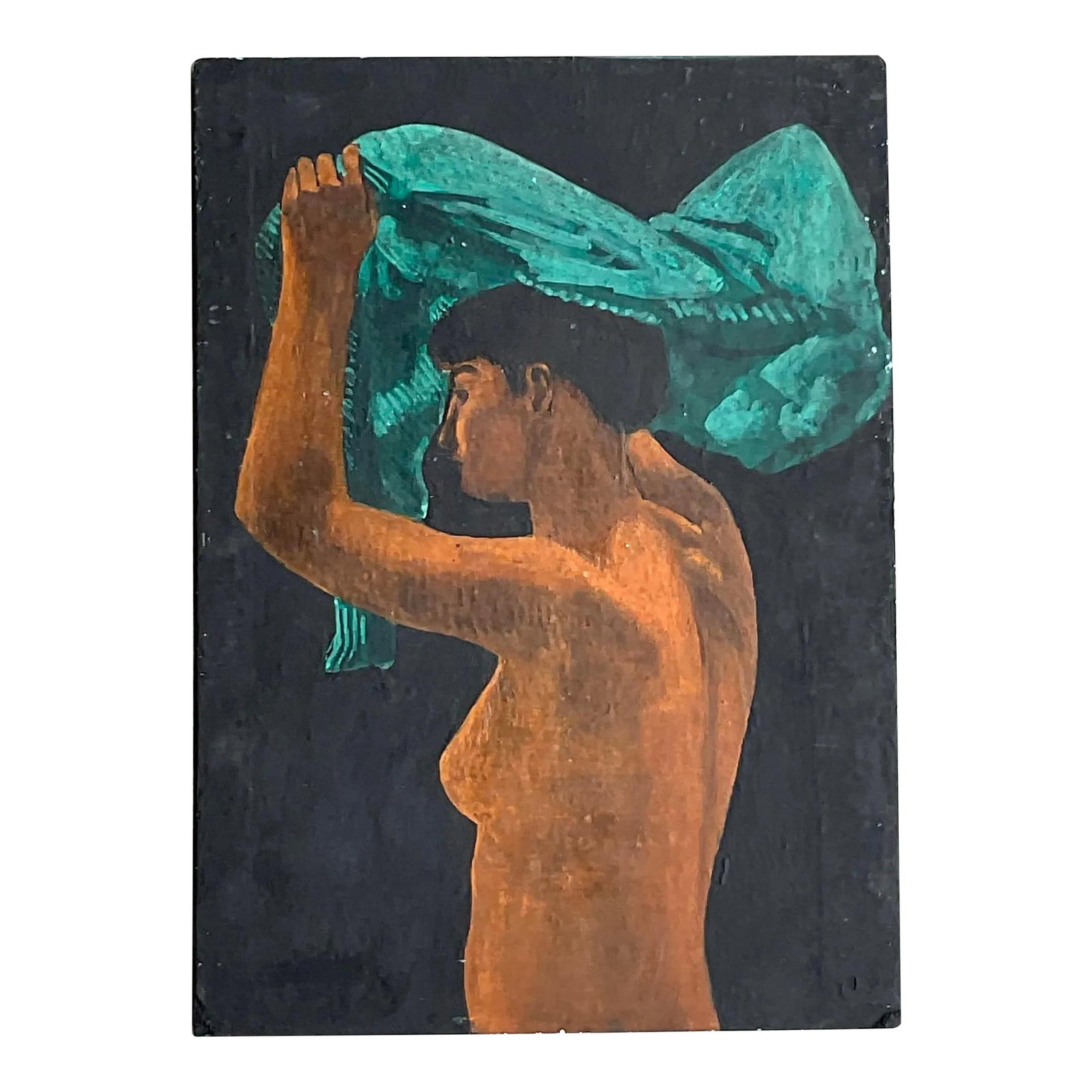 Vintage Boho Figural Oil Painting on Masonite Board 11.5 x 16: Vintage Boho Figural Oil Painting on Masonite Board 11.5 x 16 Transform your living space with this Vintage Boho Figural Oil Painting on Board. This captivating American-style artwork embodies the ess