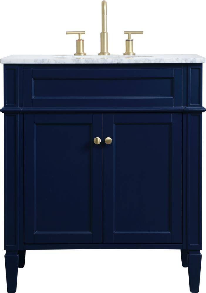 Elegant Lighting Compact Blue Bathroom Vanity with Carrara Marble Top (1 of 1)