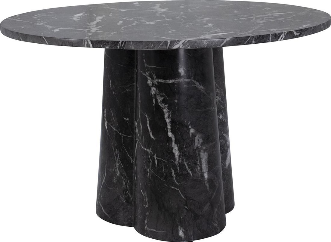 Elegant Round Pedestal Dining Table Concrete Water Transfer Marble Finish (1 of 3)