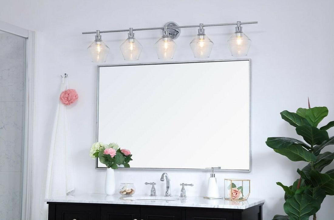 Gene Modern Five Light Chrome Wall Sconce With Clear Glass Shades (1 of 12)