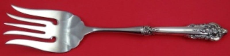 Sterling Silver Hollow Handle Buffet Fork Grande Baroque Pattern 11 Inch: Sterling Silver Hollow Handle Buffet Fork Grande Baroque Pattern 11 Inch This buffet fork is crafted in the Grande Baroque pattern by Wallace. It features a sterling silver hollow handle with a stainl
