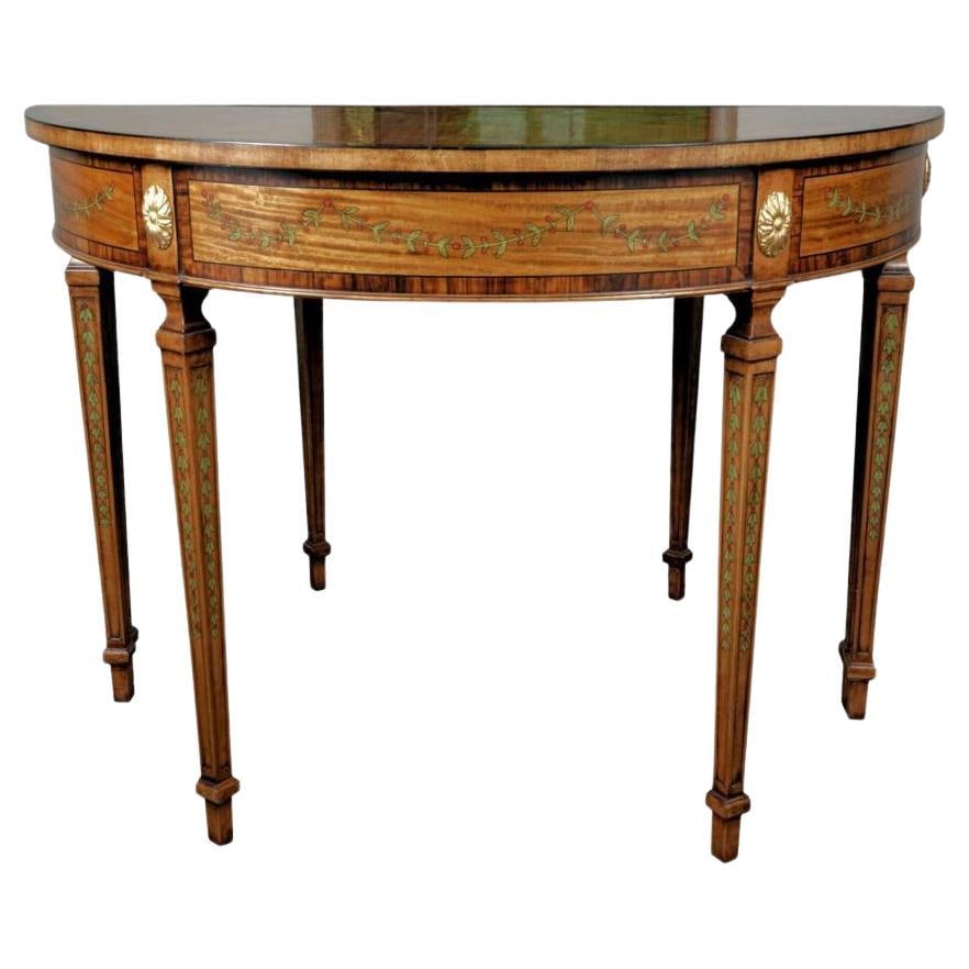 Mahogany and Fruitwood Georgian Demilune Console Table with Marquetry Inlay (1 of 6)