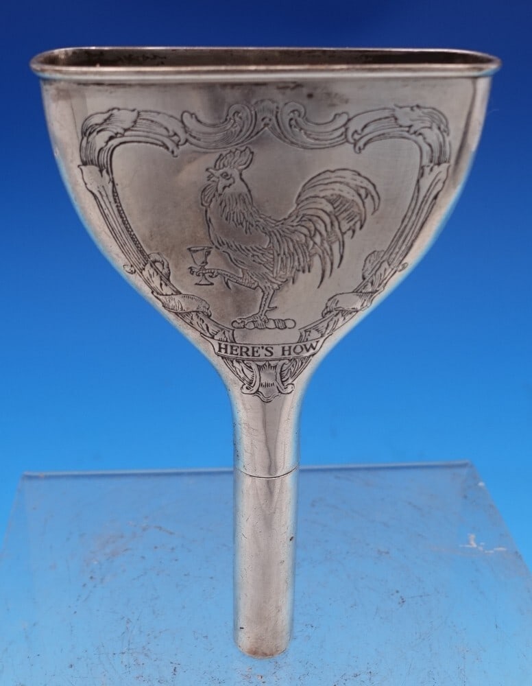 Wm Kerr Sterling Silver Wine Funnel Rooster Design 4.75 Inches (1 of 12)