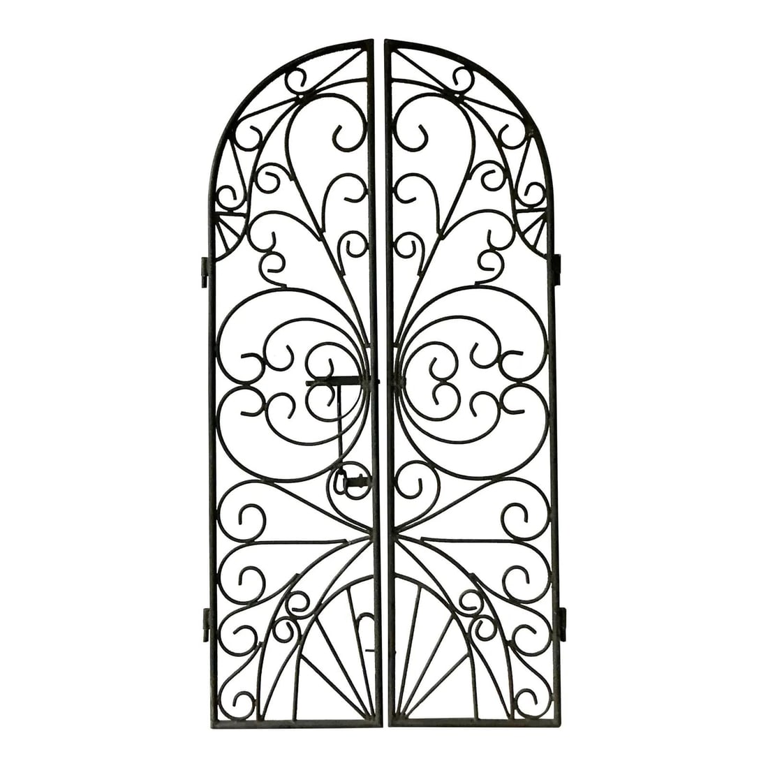 Pair of Vintage Black Wrought Iron Arched Gates Mediterranean Style Set of 2 (1 of 10)