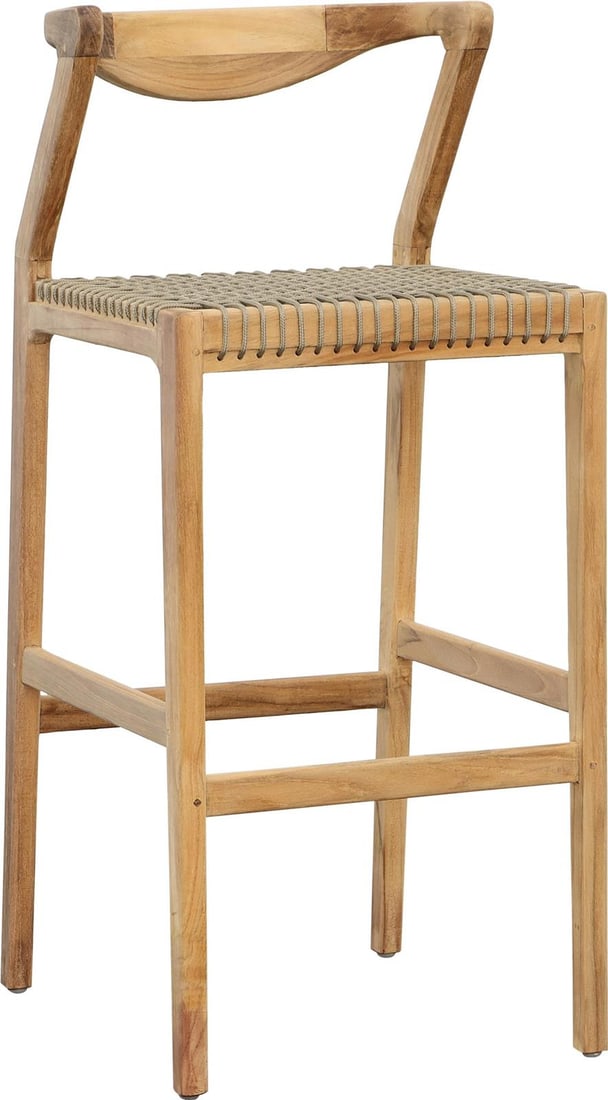 Rosel Barstool Outdoor Seating Synthetic Rope Teak Wood 41 Inches (1 of 3)