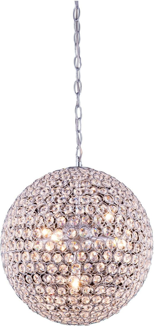 Cabaret 5-Light Chrome Pendant Light 14in Crystal Globe (1 of 3)