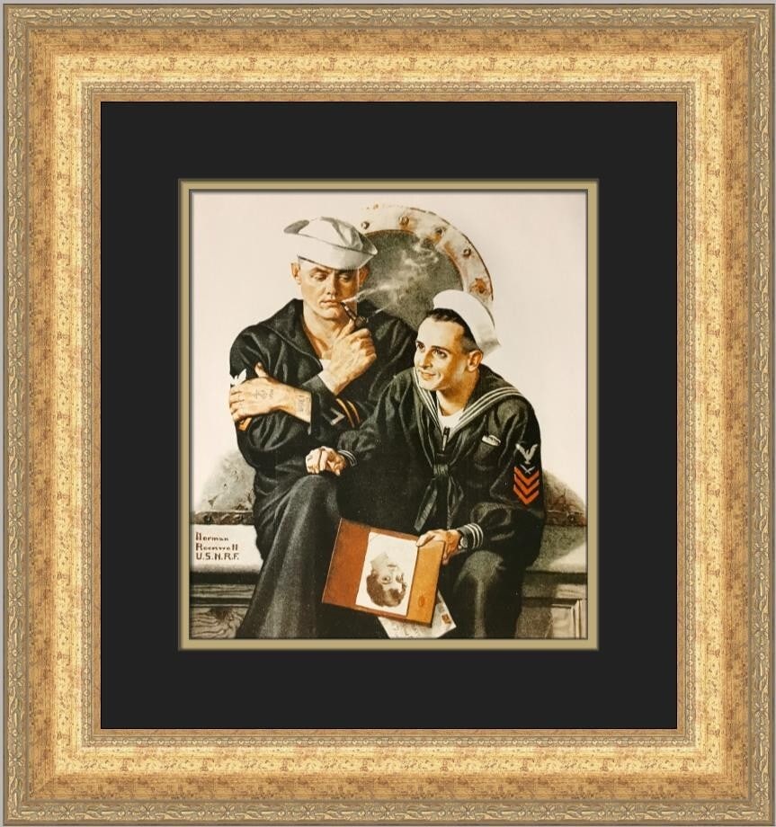 Norman Rockwell Reminiscing Custom Framed Art Print 20 x 18 (1 of 2)