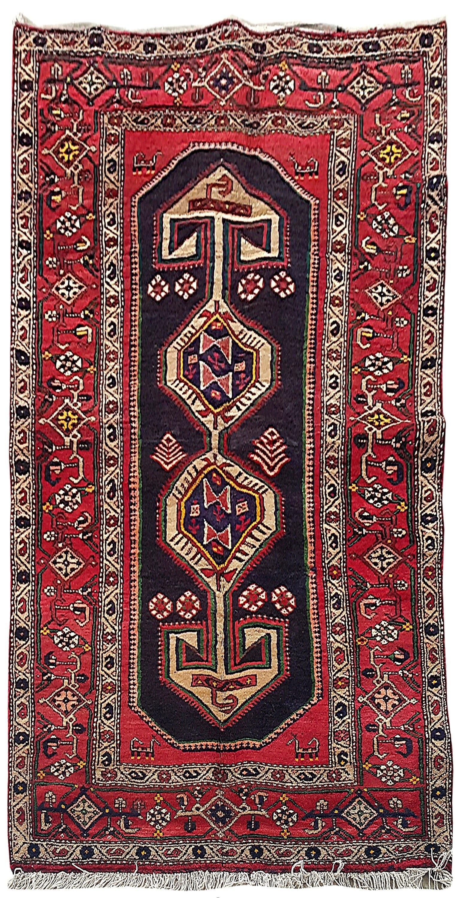 Handmade 4.3 x 8.4 Ivory Persian Hamadan Area Rug (1 of 6)