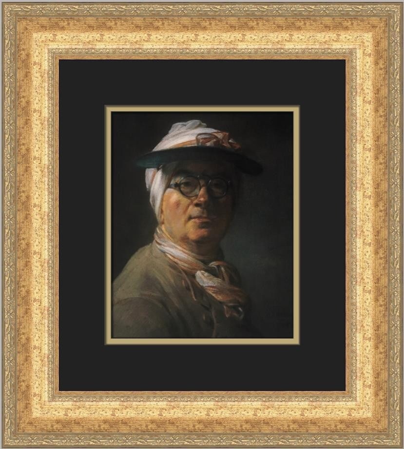 Jean Baptiste Chardin Self-Portrait Eyeshade Custom Framed Print 1982 (1 of 2)
